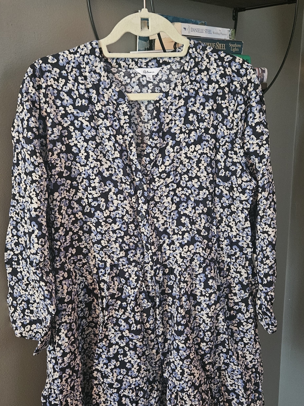 Reitmans Navy and White Floral Midi Dress